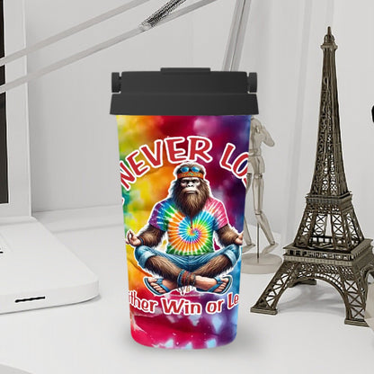 Bigfoot / Sasquatch "I never lose..", 17 oz Insulated Coffee Mug with Lid & Carrying Handle
