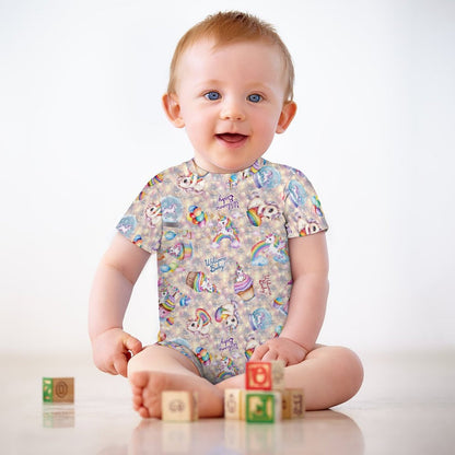 Welcome Baby Designs, Faux Cotton Short Sleeve Baby Bodysuit Romper