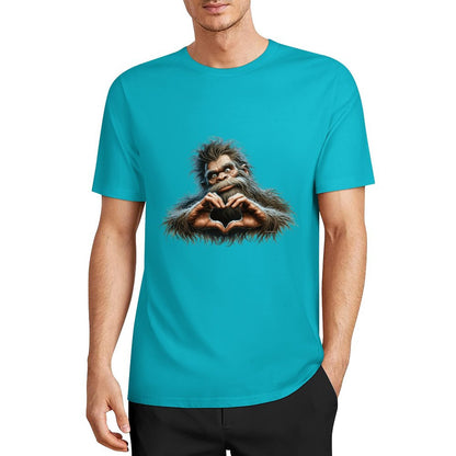 Bigfoot - Sasquatch Heart Hands Short Sleeve Cotton T-Shirt