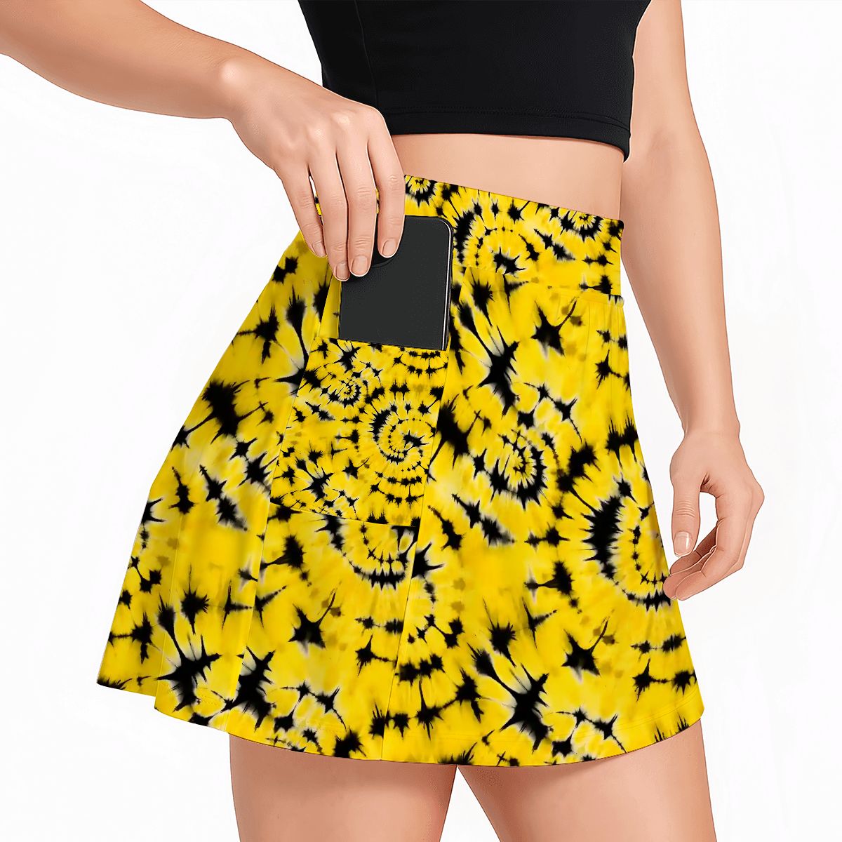 10 Tie Dye Designs, Women’s Milk Silk Sports Skorts with Pockets