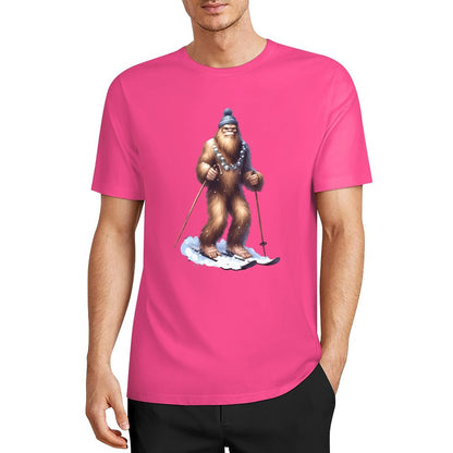 Bigfoot - Sasquatch Snow Skiing Short Sleeve Cotton T-Shirt