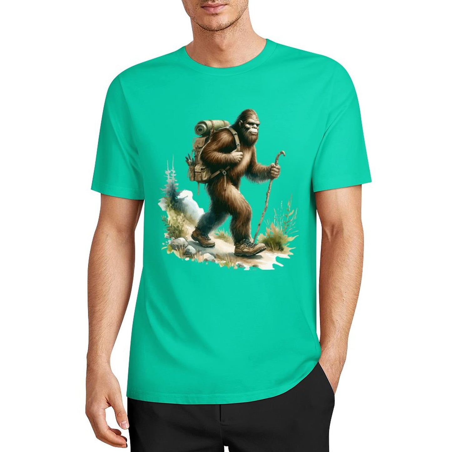 Bigfoot - Sasquatch Hiking Short Sleeve Cotton T-Shirt