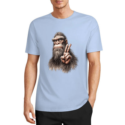Bigfoot - Sasquatch Peace Hand Short Sleeve Cotton T-Shirt