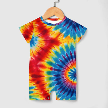 15 Tie Dye Designs, Faux Cotton Short Sleeve Baby Bodysuit Romper