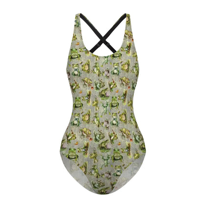 10 Animal Designs, Cross-Back One Piece Swimsuit