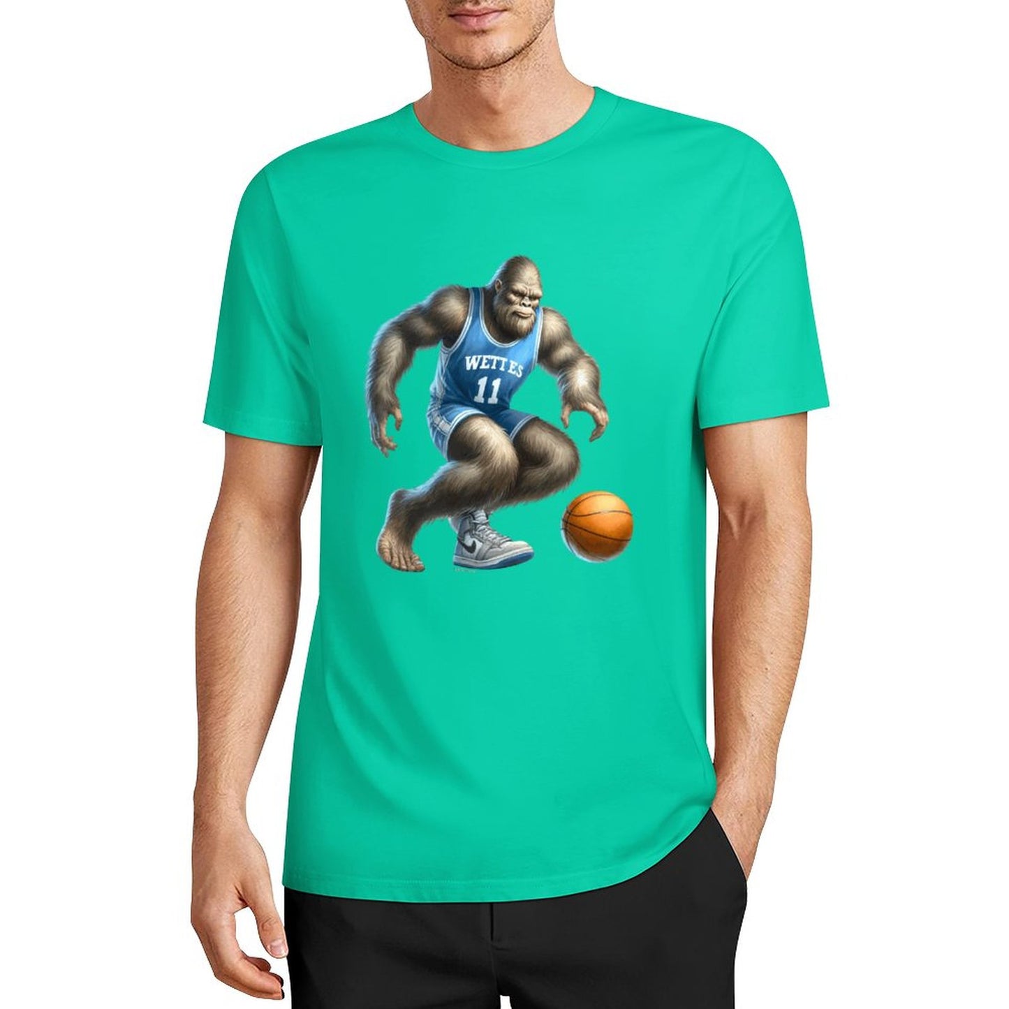 Bigfoot - Sasquatch Basketball Short Sleeve Cotton T-Shirt