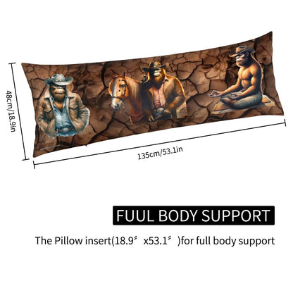 Cowboy Bigfoot / Sasquatch, Long Body Pillow Case