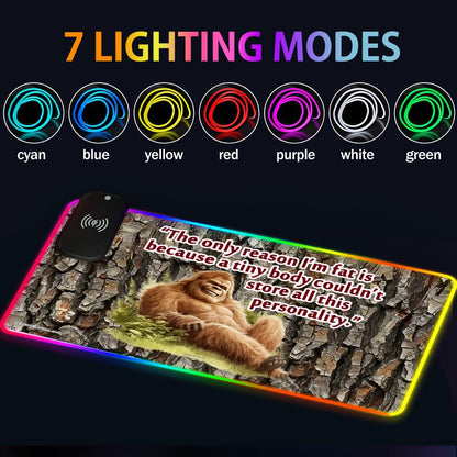 Bigfoot Sasquatch "The only reason..", Wireless Charging Gaming Mouse Pads / Mat With Lights - 2 Sizes