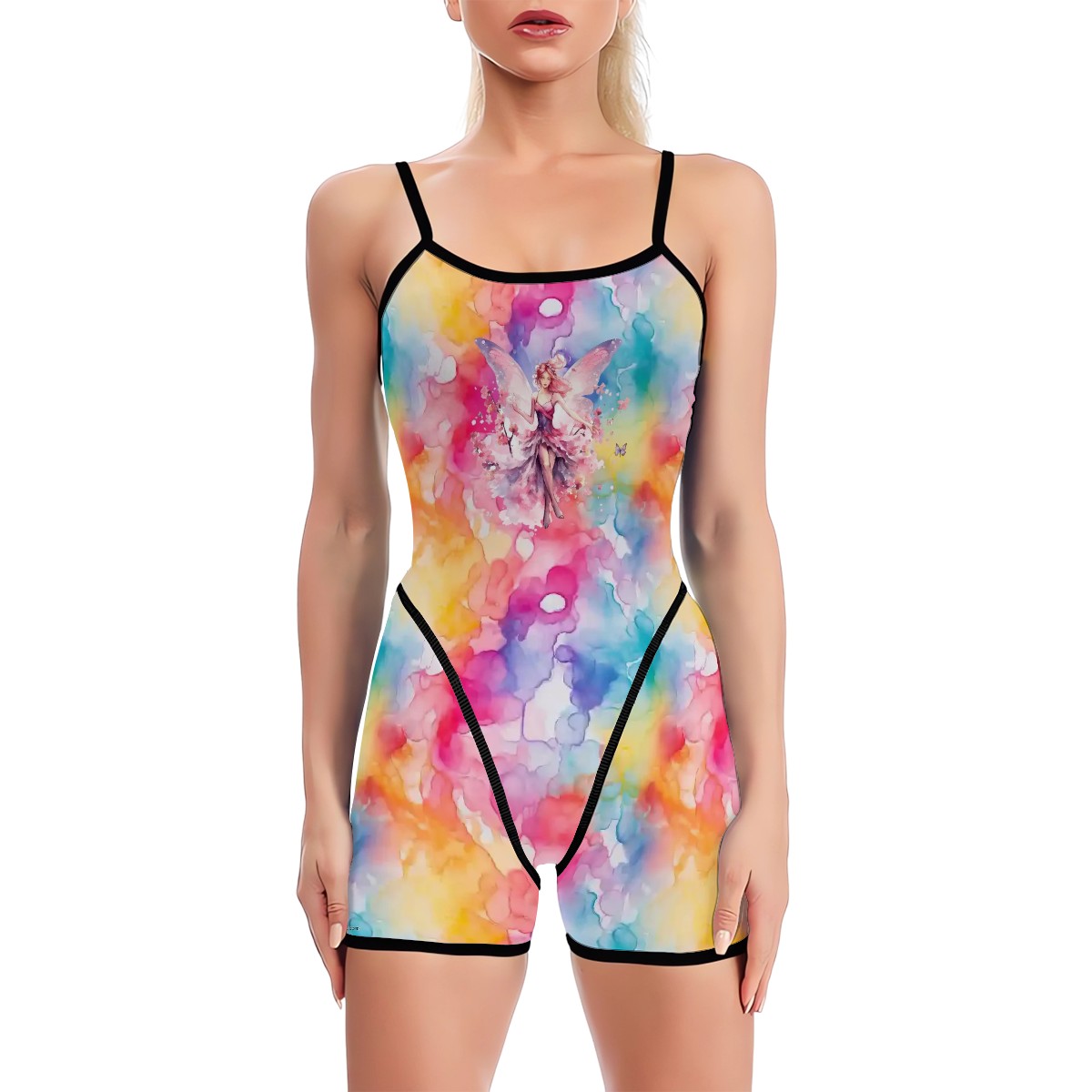 Rainbow Fairy, Polyester Spandex Yoga Exercise Jumpsuit
