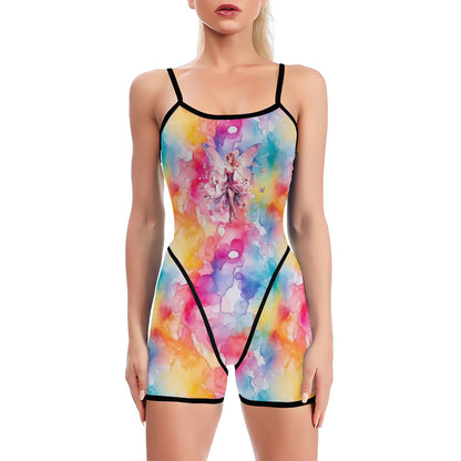 Rainbow Fairy, Polyester Spandex Yoga Exercise Jumpsuit