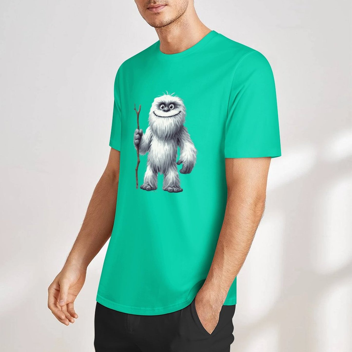 Bigfoot - Sasquatch Yeti Stick Short Sleeve Cotton T-Shirt