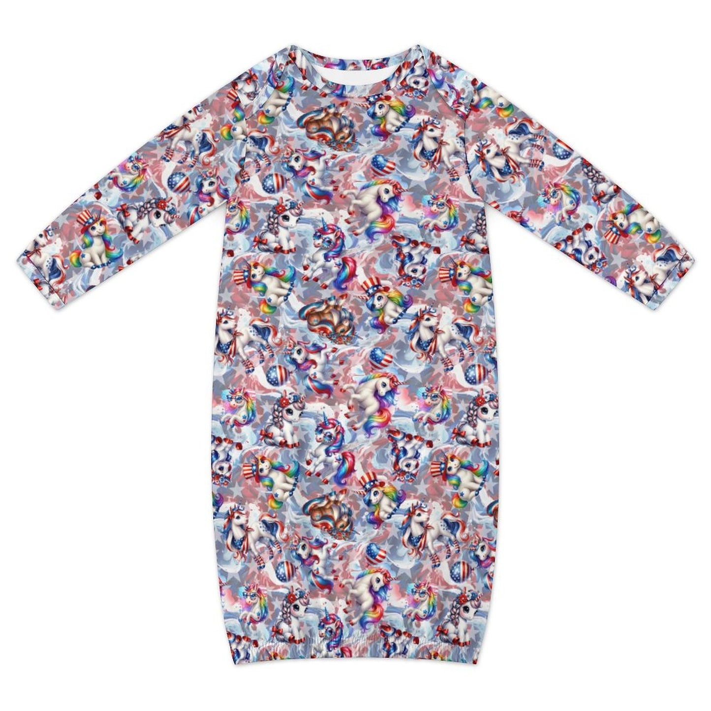 8 Patriotic Designs, Baby Long Sleeve Faux Cotton Sleeper Gown