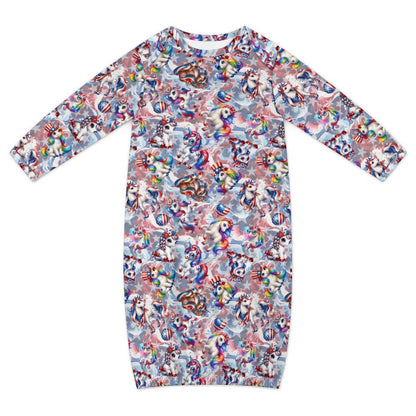 8 Patriotic Designs, Baby Long Sleeve Faux Cotton Sleeper Gown