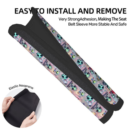 6 Alien Designs, Seat Belt Cover Pad For Adults 2 Pcs