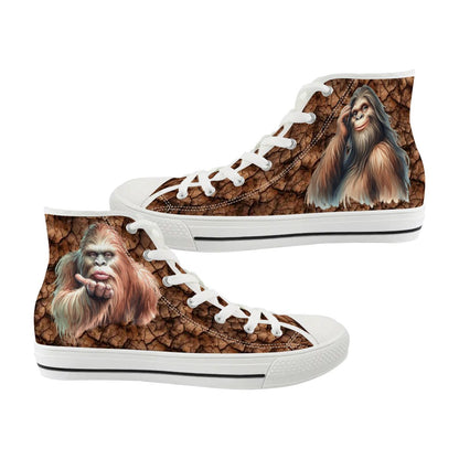Female Bigfoot Sasquatch, Women's High Top Canvas Shoes