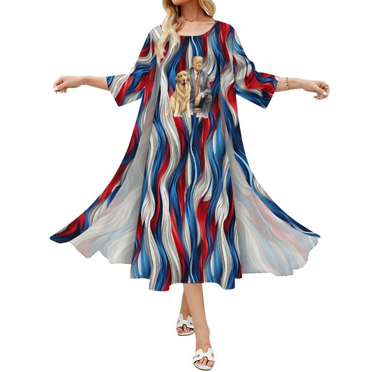 Donald Trump w Dog, Women’s Long Dress with Cardigan