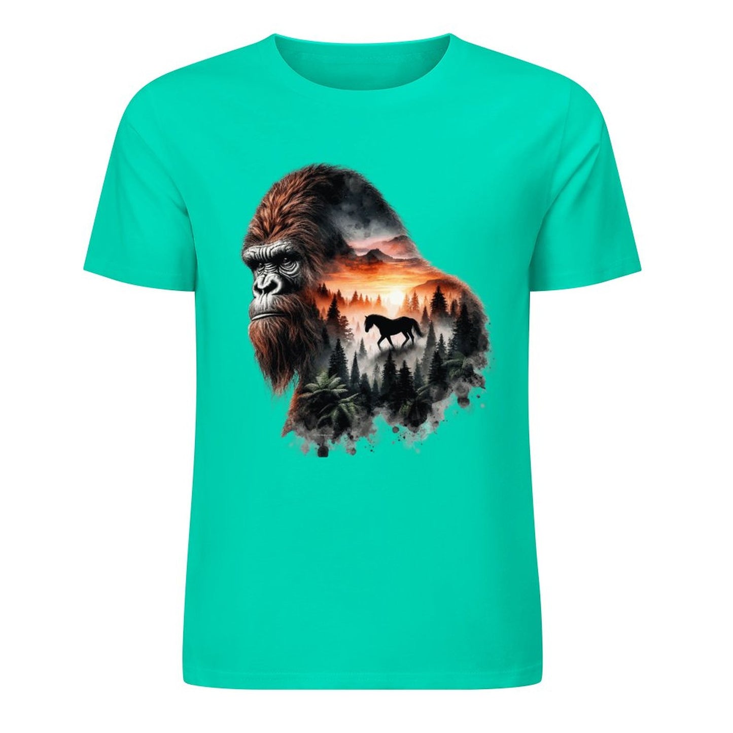 Bigfoot - Sasquatch Scenery Short Sleeve Cotton T-Shirt