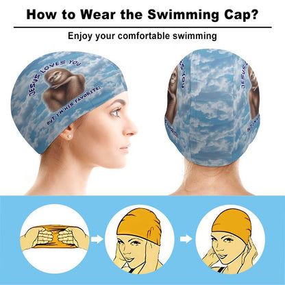 Bigfoot / Sasquatch, "Jesus Loves You....", Adult Swimming Cap