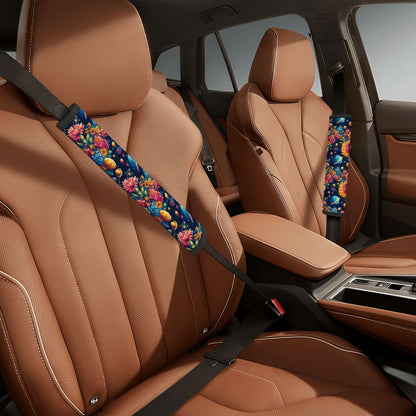 12 Galaxy / Outer Space Designs, Seat Belt Cover Pad For Adults 2 Pcs