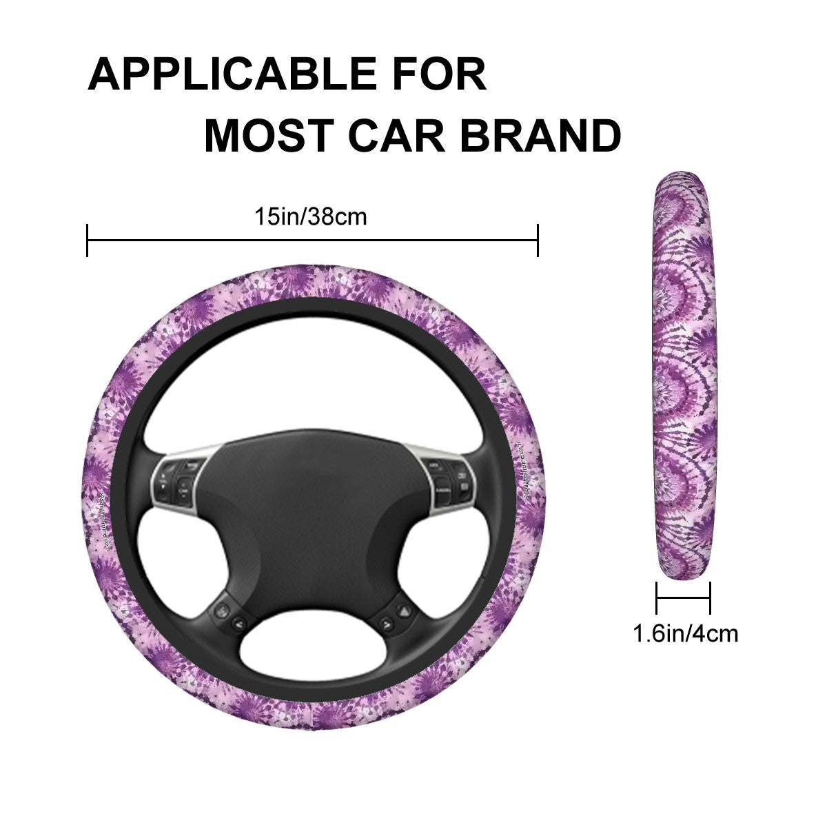 19 Tie Dye Designs, Rugged Auto Steering Wheel Cover - 15"