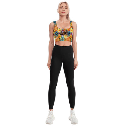 Bigfoot on Flowers, Traditional Sports Bra, Yoga Top