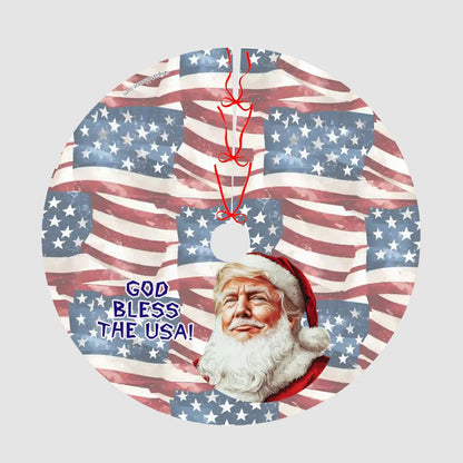 Donald Trump "God Bless USA" Plush Christmas Tree Skirt – 3 Sizes
