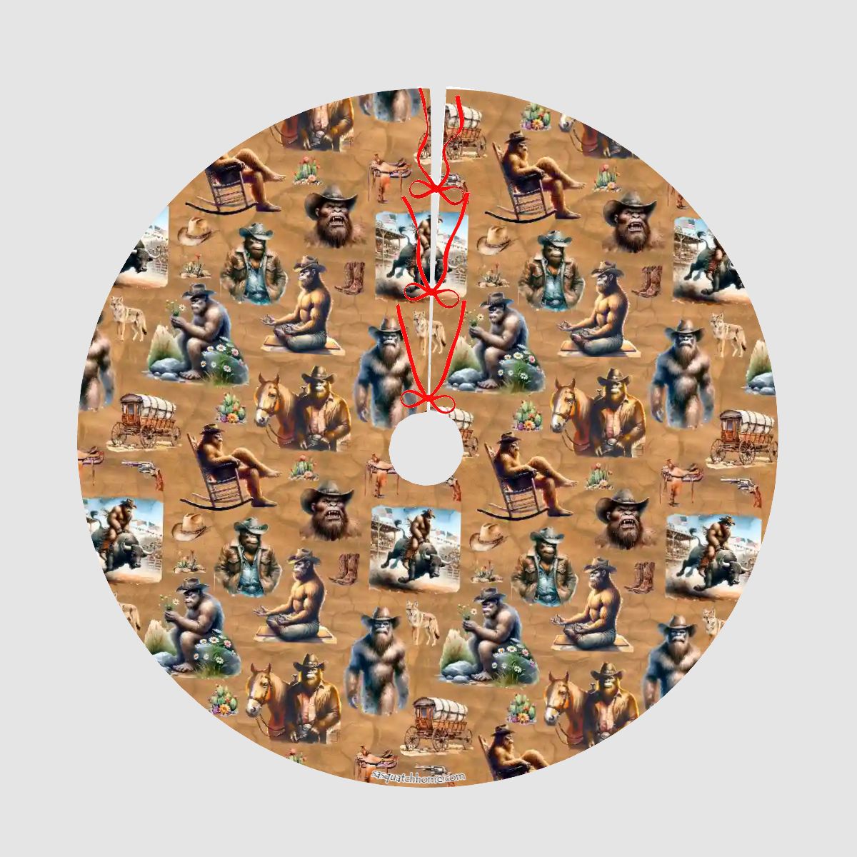 20 Bigfoot Sasquatch Designs, Plush Christmas Tree Skirt