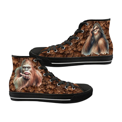 Female Bigfoot Sasquatch, Women's High Top Canvas Shoes