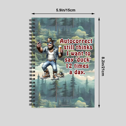 Bigfoot Sasquatch "My Phone Thinks..." Spiral Notebook, note book, note pad