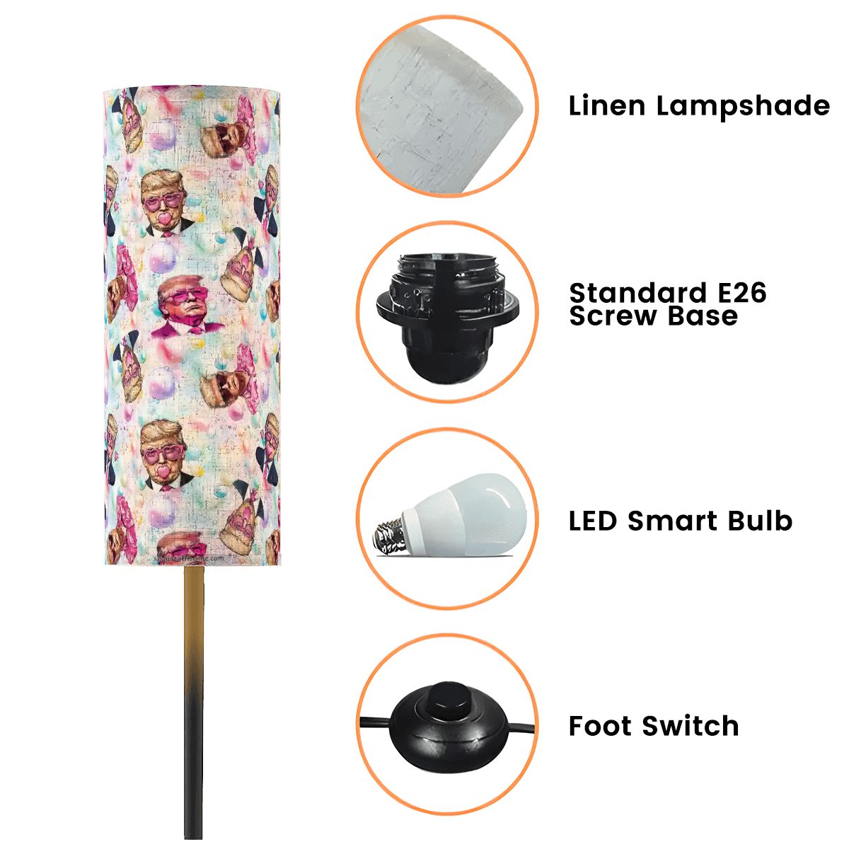 20 Donald Trump Designs, Floor Lamp Modern Standing Lamp (Made in USA)