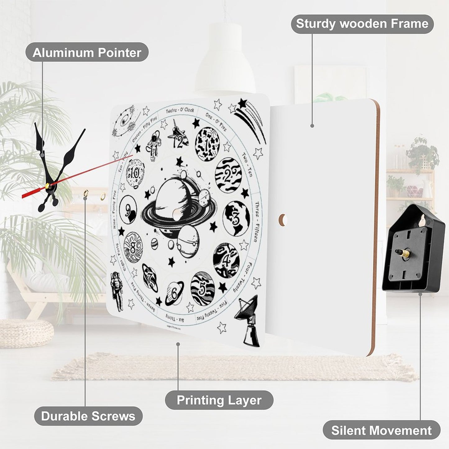 Solar System Square Wall Clock