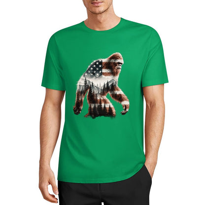 Bigfoot - Sasquatch Flag Scenery Cotton Unisex Long Sleeve T-shirt