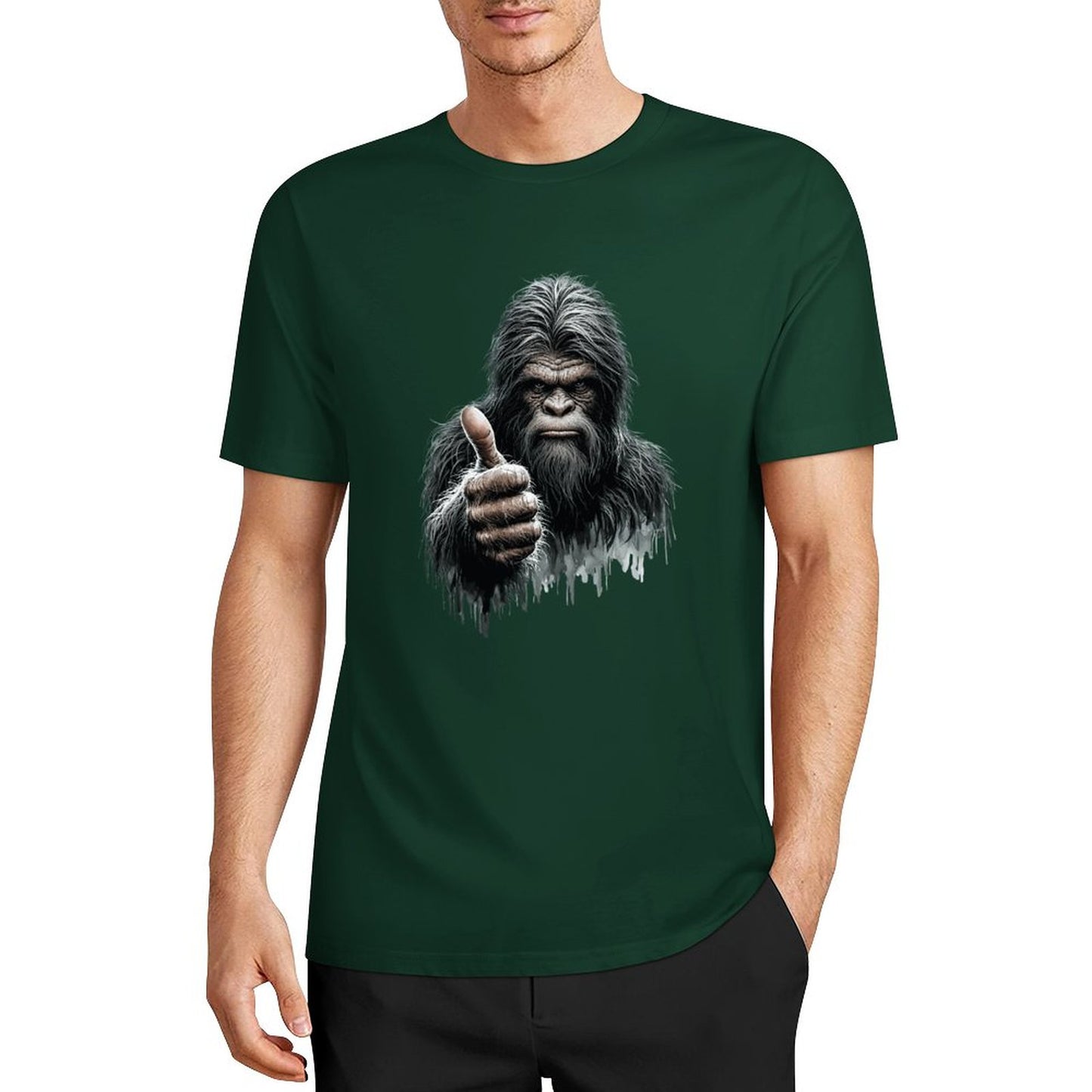 Bigfoot - Sasquatch Thumbs Up Short Sleeve Cotton T-Shirt