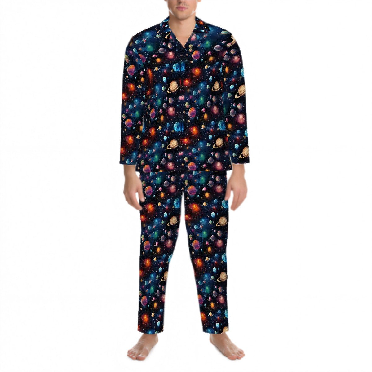 12 BEAUTIFUL Outer Space Designs, Long Sleeved Pajamas for Men Set Customized Services