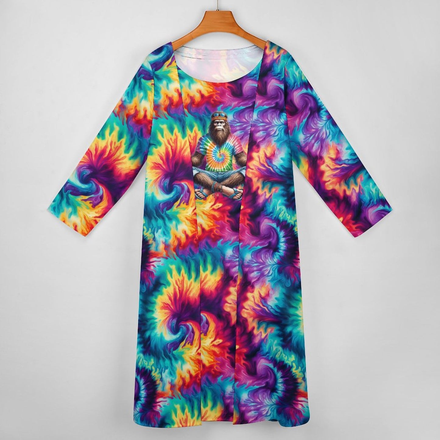 Hippie Bigfoot Sasquatch, Women’s Long Dress with Cardigan