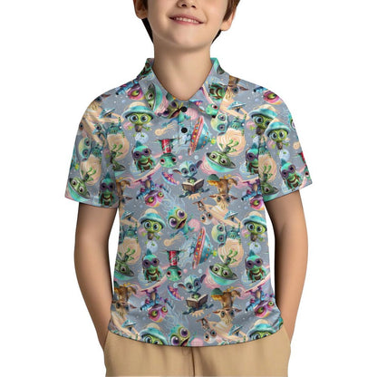 6 Aline Designs, Kids Button Down Polo Shirt