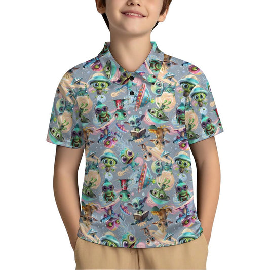 6 Aline Designs, Kids Button Down Polo Shirt