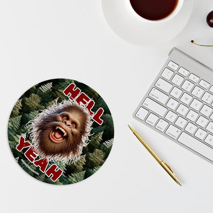 8” Round Mouse pad, Bigfoot / Sasquatch – Anti slip rubber