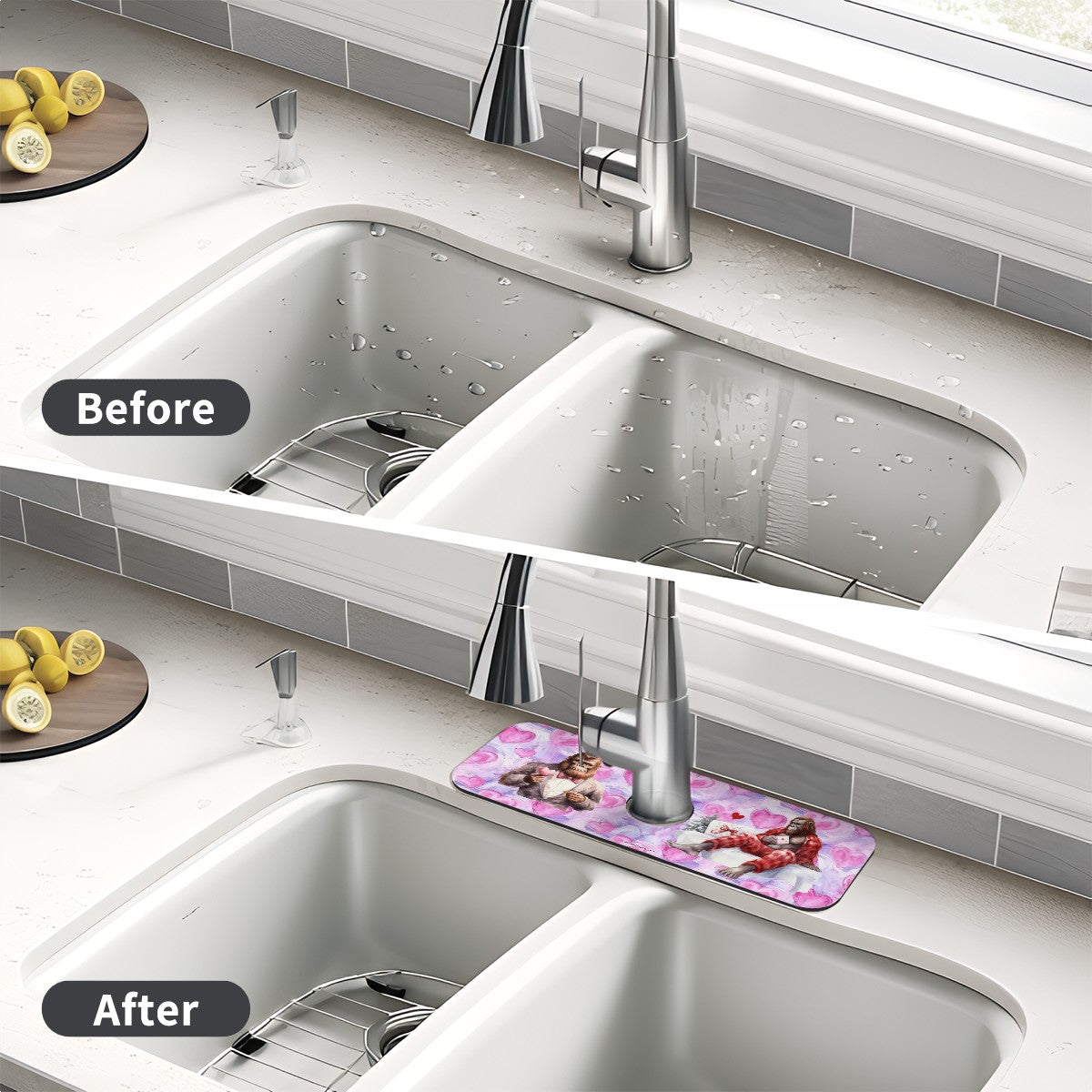 Bigfoot / Sasquatch Valentine, Love, Faucet Mat