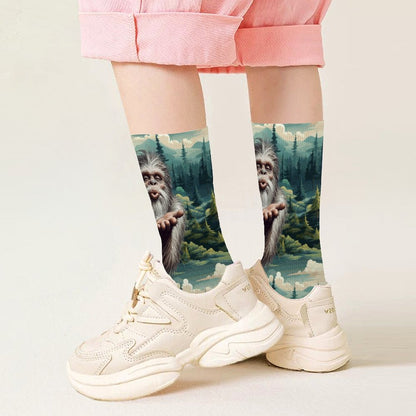 Bigfoot Sasquatch Blow Kiss, Children’s Polyester Socks