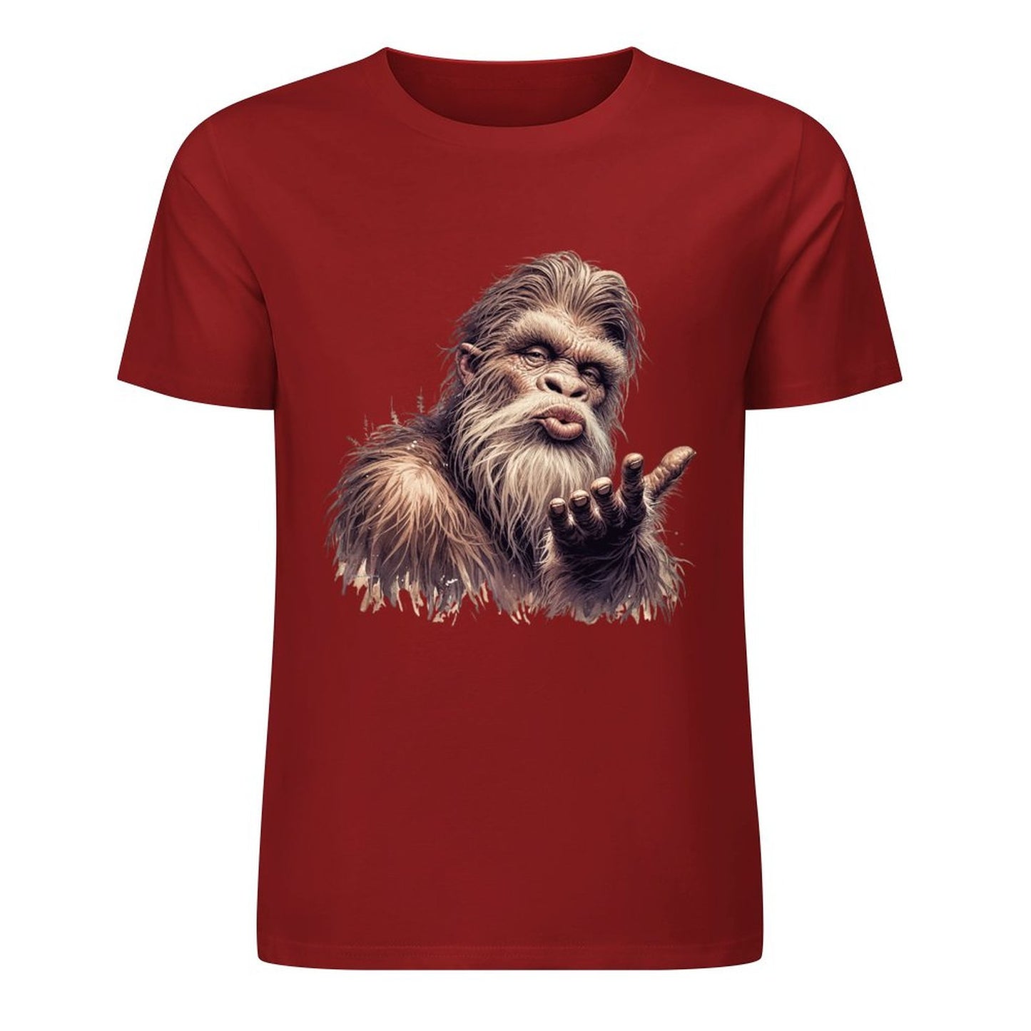 Bigfoot - Sasquatch Blowing Kiss Short Sleeve Cotton T-Shirt