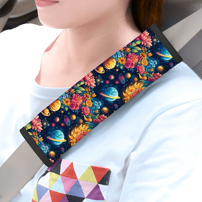 12 Galaxy / Outer Space Designs, Seat Belt Cover Pad For Adults 2 Pcs