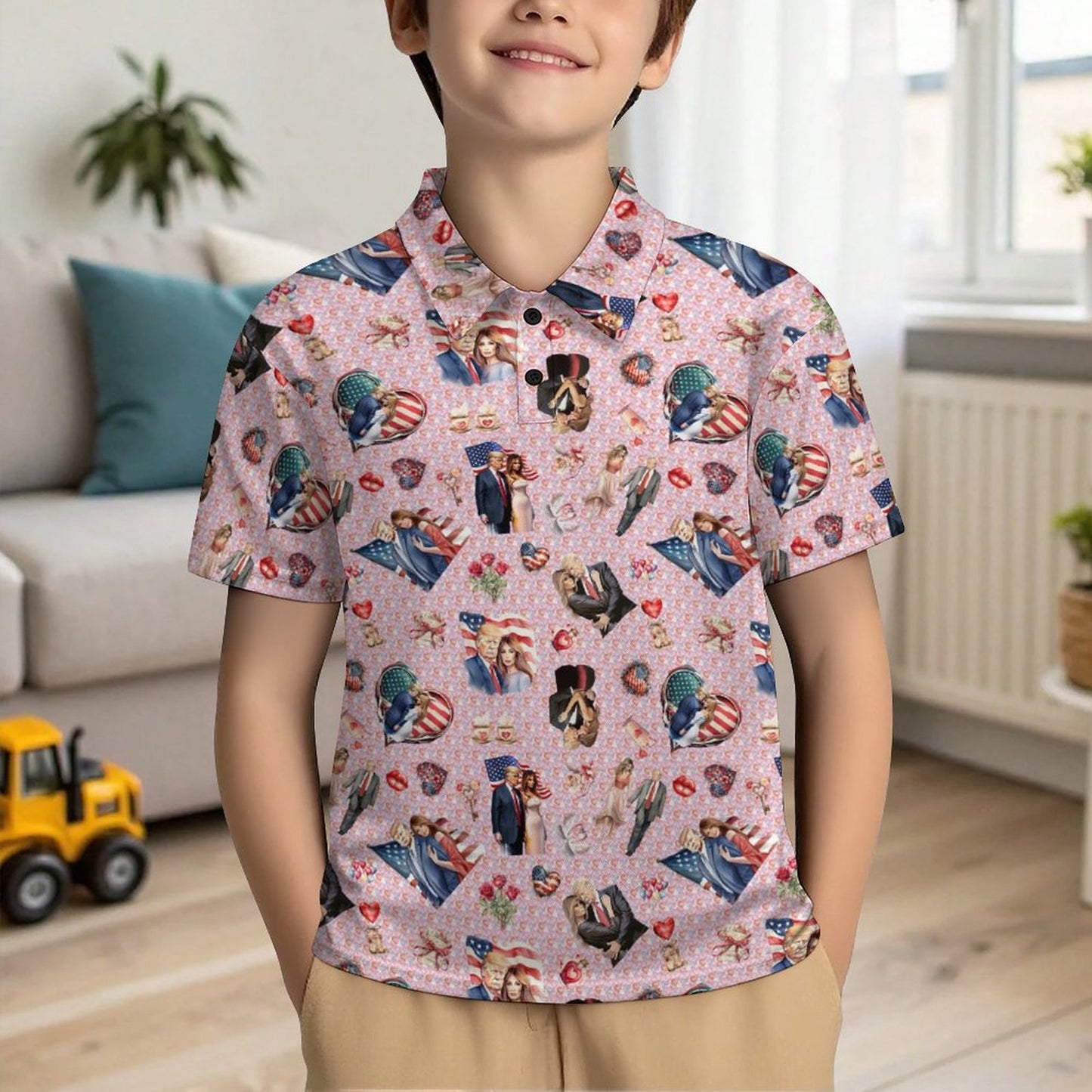 10 Donald Trump Designs, Kids Button Down Polo Shirt