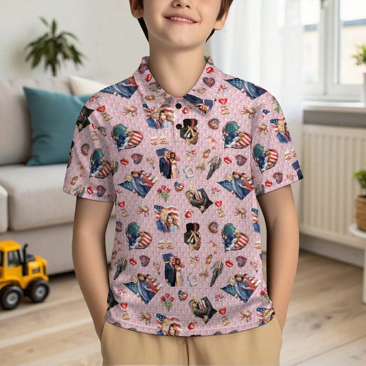 10 Donald Trump Designs, Kids Button Down Polo Shirt