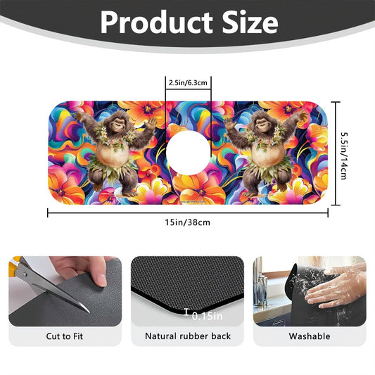 Bigfoot Sasquatch Hula Dancer, Faucet Mat