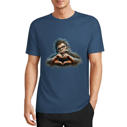 Bigfoot - Sasquatch Heart Hands Short Sleeve Cotton T-Shirt