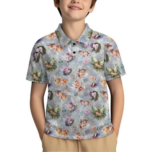 6 Fairy Design, Kids Button Down Polo Shirt
