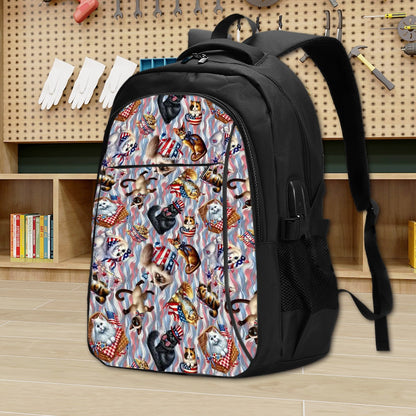 8 Patriot Designs, Large Capacity, Oxford Travel, Laptop Bag with USB Charger