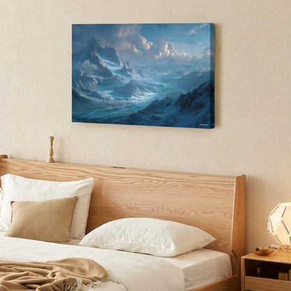 Cloudy Blue Mountains, Vintage Framed Canvas Art - 2 Sizes – Made in the USA