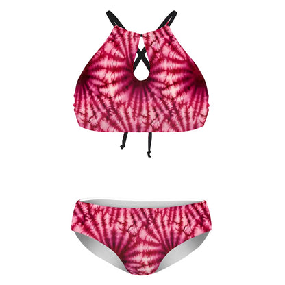 19 Tie Dye Designs, Plus Size High-Waisted Bikini Customized Services